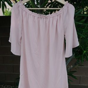 Light pink semi sheer boho off shoulder blouse